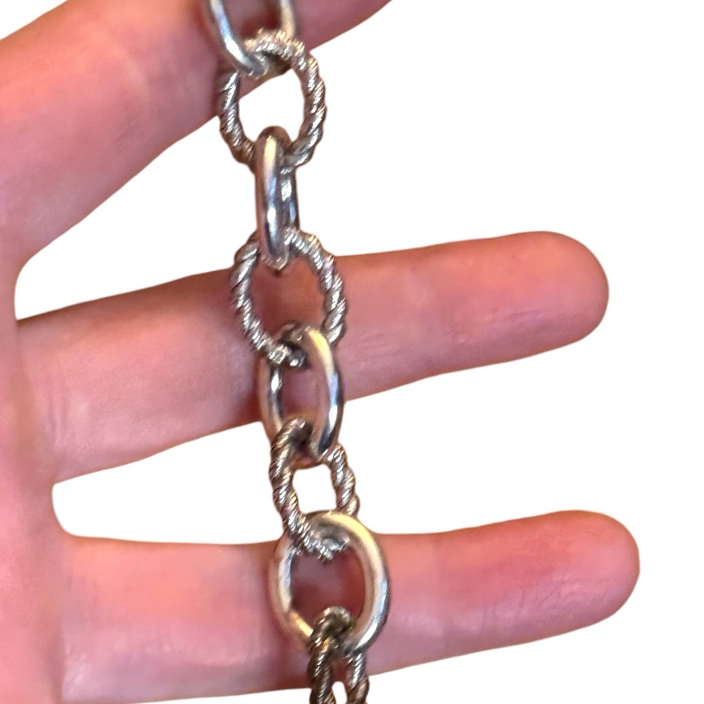 Judith Ripka Chain Bracelet Heart Charm Initial C Sterling Silver 925 CZ - Picture 6 of 8